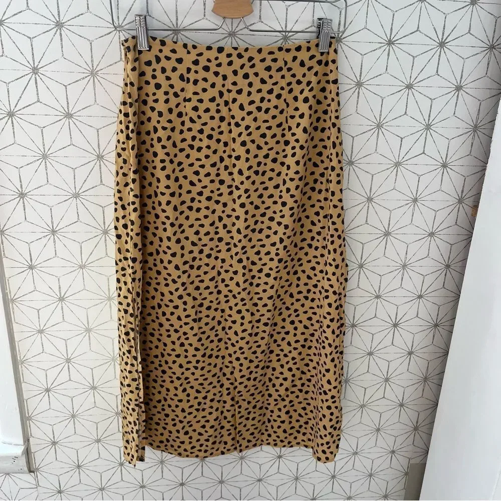 Marine Layer Ryan Cheetah slip midi skirt